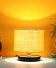 Devansh Yellow Jute Shade  Lamp with  Black  Wood Base