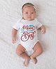 BLUSHES 100% Cotton Mothers Day Theme Half Sleeves My Mommy Is The Best Text Printed Onesie - White