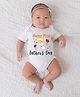 BLUSHES 100% Cotton Fathers Day Theme Half Sleeves Happy First Fathers Day Text Printed Onesie -  White