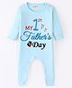 BLUSHES 100% Cotton Fathers Day Theme Full Sleeves My First Fathers Day Text Printed Romper - Powder Blue