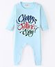 BLUSHES 100% Cotton Fathers Day Theme Full Sleeves Text Printed Romper - Powder Blue
