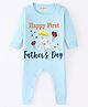 BLUSHES 100% Cotton Fathers Day Theme Full Sleeves Happy First Fathers Day Text Printed Romper - Powder Blue