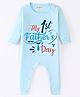 BLUSHES 100% Cotton Fathers Day Theme Full Sleeves My First Fathers Day Text Printed Romper -  Powder Blue