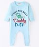 BLUSHES 100% Cotton Fathers Day Theme Full Sleeves  Daddy Ever Text Printed Romper - Powder Blue