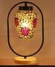 Devansh Multicolor Glass Wooden & Iron  Table Lamp