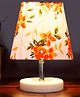 Devansh Multicolor cotton  Round Wood white Table Lamp