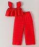 Kookie Kids Solid  Singlet Top & Lounge Pants Set - Red
