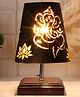 Devansh Ganesha Metal Etching Table Lamp With Brown wood Square Base