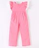Kookie Kids Frill Sleeves Solid Color Jumpsuits - Pink (Inner Fabric Colour May Vary)