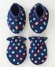Babyhug 100% Cotton Mittens & Booties Polka Dots Print - Navy Blue