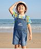 Babyhug Single Jersey Knit Half Sleeves Tropical Printed T-Shirt & Dungaree Set - Navy Blue & Green