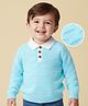 Babyoye 100% Cotton Knit Full Sleeves Textured Pullover Sweater - Light Blue