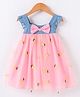 Kookie Kids Sleeveless Frock with Pineapple Embroidery & Bow Applique - Pink