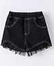 Kookie Kids  Denim Shorts with Frill Detailing Solid Colour  - Black