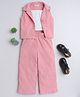 Taffykids  Sleeveless Textured Crop Shirt With Coordinating  Pant Solid Tee - Pink & White