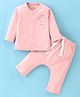 I Bears Cotton Knit Full Sleeves Night Suit with Text Print - Pink