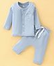 I Bears Cotton Knit Full Sleeves Night Suit with Text Print - Blue