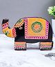 Golden Peacock Elephant Shape Leather Piggy Bank For Kids - Multicolor
