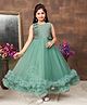 Aarika Sleeveless Floral Applique Detailed & Shimmer Embellished Gown - Green