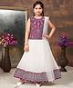 Aarika Sleeveless Zari Thread Embroidered & Mirror Work Embellished Lehenga Choli With Dupatta - Purple & White