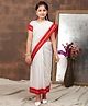 Aarika Silk Half Sleeves Lace Detailed Coordinating Blouse & Saree Set - White