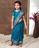 Aarika Silk Half Sleeves Floral Printed Coordinating Blouse & Saree Set - Rama Green