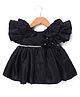 Babyhug Fill Sleeves   Fit &  Flare Party Frock with Floral Applique - Black