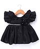 Babyhug Fill Sleeves   Fit &  Flare Party Frock with Floral Applique - Black