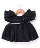 Babyhug Fill Sleeves   Fit &  Flare Party Frock with Floral Applique - Black