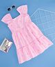 YU by Pantaloons Cap Sleeves Schiffili  Embroidered Tiered Dress - Pink