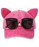 Babymoon Baby Cat Ears Detailed Cap With Sunglasses - Pink- Diameter 56-58 Cms