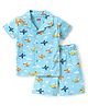 Babyhug Cotton Half Sleeves Night Suit With Airplanes Print - Blue