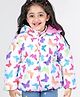 Babyhug Full Sleeves Hoodie with Butterfly Print - White & Pink