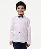 One Friday Full Sleeves Solid Shirt With Bow - Pink