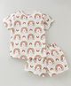 Nite Flite Cotton Knit Half Sleeves  Watermelon Printed Shorts Set - Off White