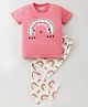 Nite Flite Cotton Knit Half Sleeves  Watermelon Printed Pajama Set - Water Cherry & Off White