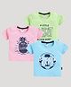 Nottie Planet Pack Of 3 Half Sleeves Game & Beach Theme Printed Tees - Blue Peach & Green