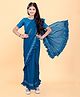 SHRITHI Fashion Fab Sequin Embellished & Frill Detailed Saree With Unstitched Blouse Piece - Teal Blue