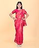SHRITHI Fashion Fab Floral Foil Printed & Shimmer Detailed Net Saree With Unstitched Blouse Piece - Gajari