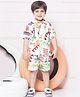 AJ Dezines Cotton Half Sleeves Abstract Printed Shirt & Shorts Set - White