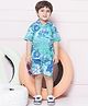 AJ Dezines Cotton Half Sleeves Floral Printed Shirt & Shorts Set - Blue