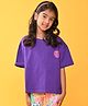 Anthrilo Half Sleeves Heart Placement Printed Tee - Purple