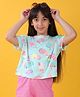 Anthrilo Half Sleeves Ice Cream Printed Tee - Aqua Blue