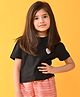 Anthrilo Half Sleeves Heart Printed Tee - Black