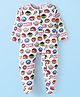 Babyhug Marvel Cotton Knit Full Sleeves Sleepsuit Avengers Print - White