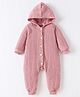 Kookie Kids Full Sleeves Hooded Romper with Cable Knit Design Solid Colour - Pink