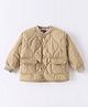 Kookie Kids Full Sleeves Padded Jacket with Pockets - Khaki