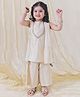 Tiber Taber Cotton Lurex Sleeveless  Striped Kurta With Coordinating Palazzo Set - Cream