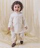 Tiber Taber Full Sleeves Foil Striped Kurta With Coordinating Dhoti  Set - Cream