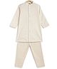 Tiber Taber Cotton Lurex Full Sleeves Ethnic Motif Printed Kurta With Pyjama Set - Cream